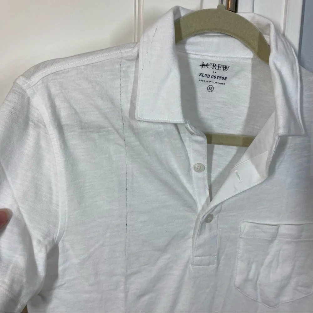 J. Crew factory Men's Short Sleeve Slub Jersey‎ Pocket Polo Shirt  White Size xs